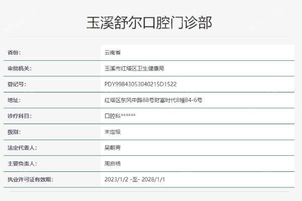 云南玉溪舒尔口腔门诊部