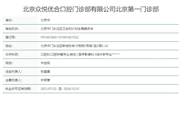北京众悦优合口腔门诊部