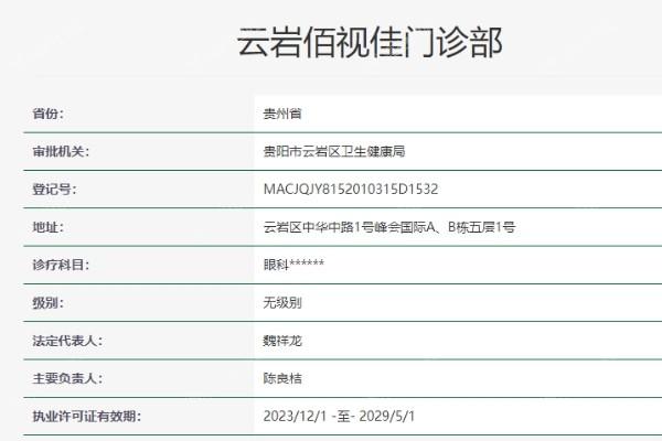 贵阳佰视佳眼科医院地址在哪里？位于云岩区附乘车路线|价格表|预约电话